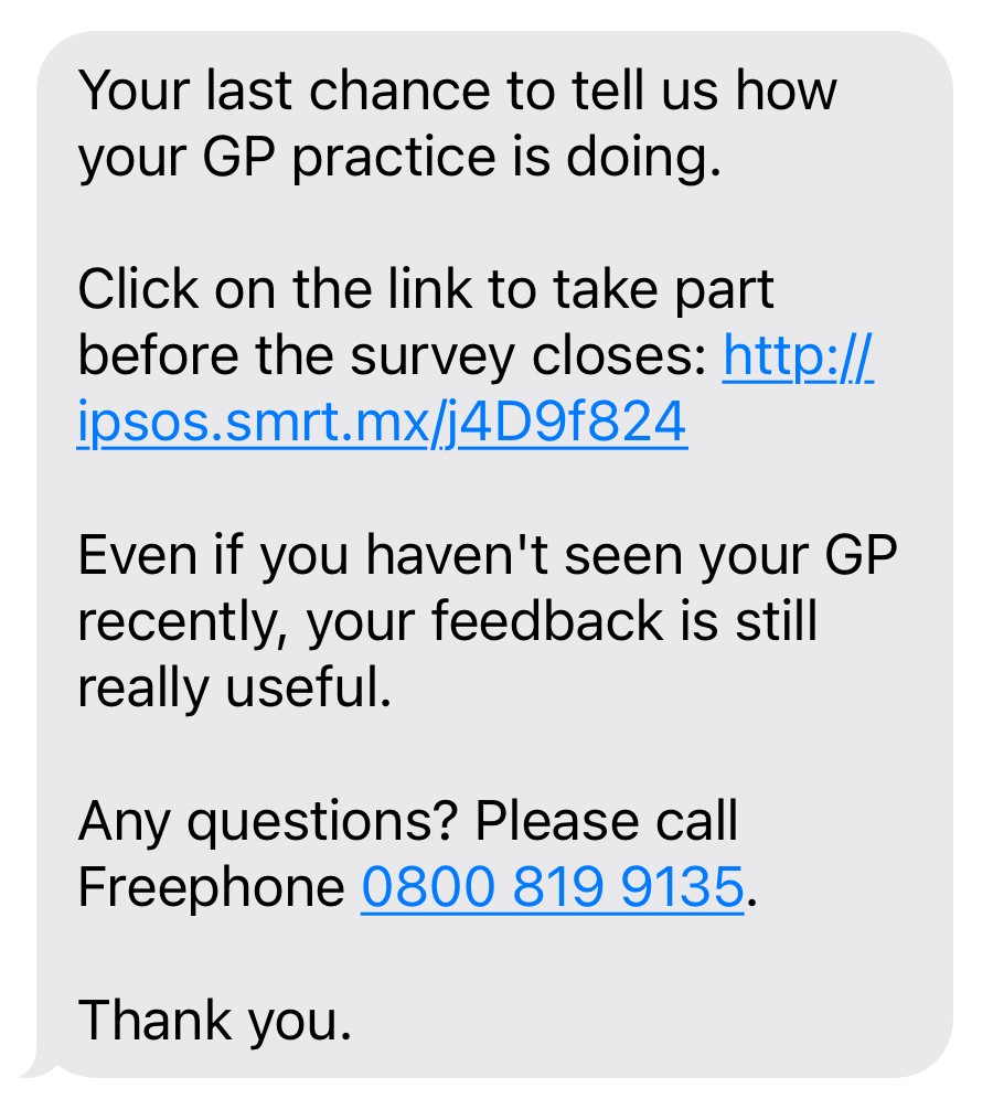 An image of the SMS reminders